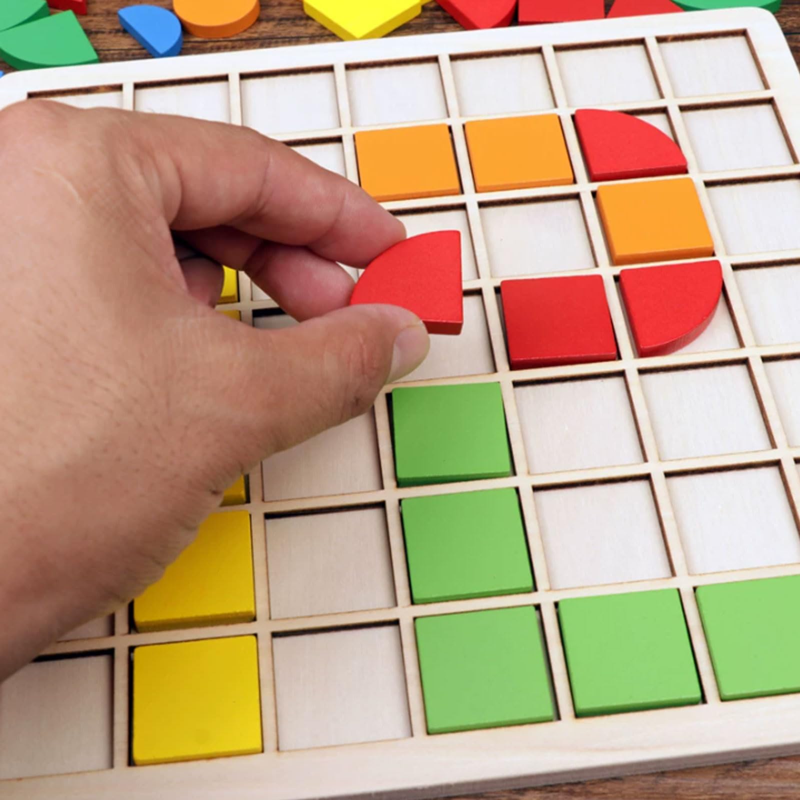Rompecabezas Mosaico Formas Geométricas Madera Montessori