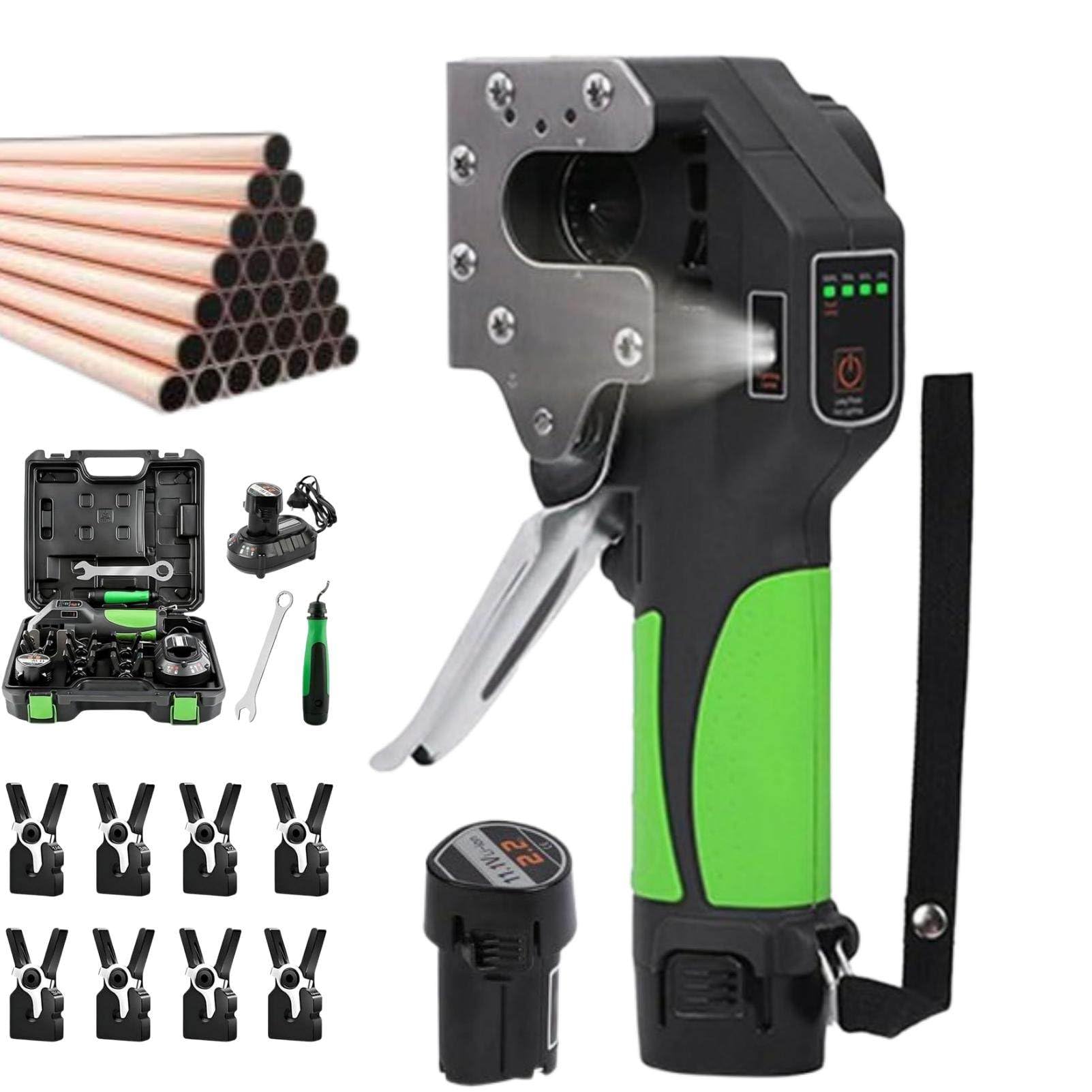 Kit de Herramientas inalámbricas para abocardar Tubos de Cobre de 8 tamaños, expansor eléctrico con Matrices de 6 mm, 9 mm, 12 mm, 1/4, 3/8, 1/2, 5/8 y 3/4
