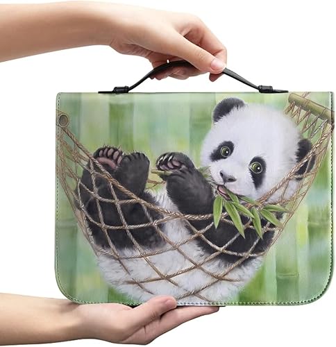 Miniatura 2 de Cozeyat Estuche de bambú para la Biblia de panda para mujeres con almacenamiento, bonitas fundas de Biblia para niñas con marcadores, bolsas de