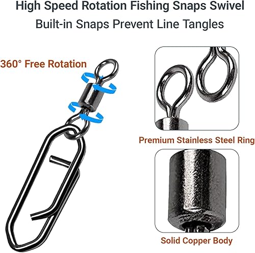 Miniatura 4 de AMYSPORTS Barril de agua salada de alta resistencia Giratorios Aparejos de pesca Conector de línea de acero inoxidable Broches de pesca Cambio