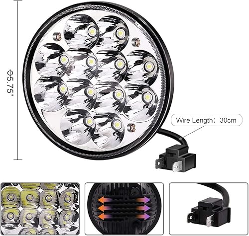 Miniatura 7 de Ourbest H5001 - Luces LED Par46 para foco, 5.75 pulgadas, 5-34 pulgadas, luz redonda para camión, todoterreno, lámpara de trabajo LED, haz sellado,