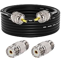 Vista 27 de Cable coaxial CB, cable coaxial RG58 de 25 pies, cable PL259 macho a macho + adaptador SO239 hembra a SMA/UHF/BNC, paquete de 4 unidades para antena