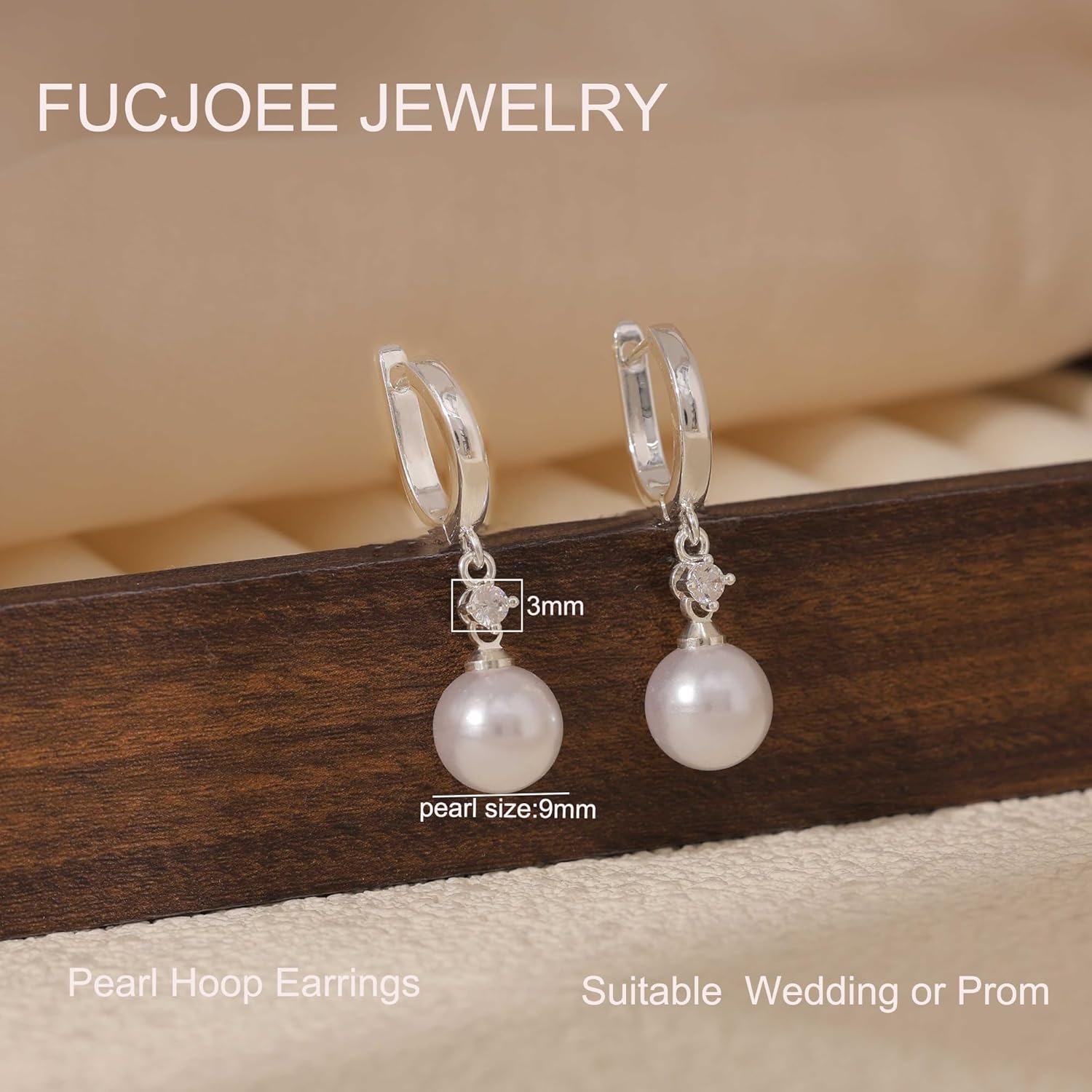 Pearl Earrings for Women Trendy - Dainty 14K Gold Plated/Silver Pearl Drop Dangle Earrings Hypoallergenic Pearls Huggie Hoop Earring Simple Wedding Earring for Brides Formal Jewelry Gifts - Image 4