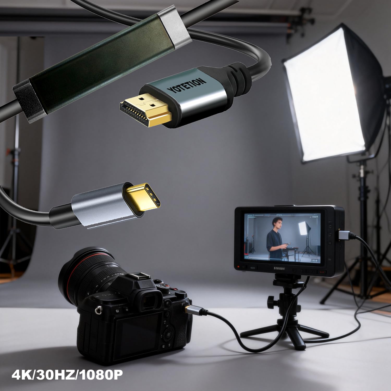 Adaptador USB C a HDMI de 15 pies, convertidor USB C a HDMI 4K30HZ, cable USB C a HDMI, 1080P macho activo USB C-HDMI, cable adaptador de vídeo para computadora, laptop, proyector