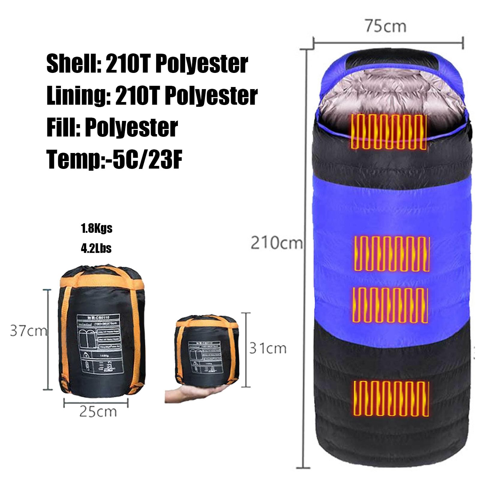 Sac De Couchage Chauffant Léger Avec Batterie USB - Confort Chaleur Pour Camping Et Extérieur