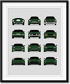 Aston Martin Generations Inspired Car Poster - Handmade Print of Aston Martin - British Racing Green, 8x10" Satin Print (Unframed)-Perfect Gift Car Enthusiast