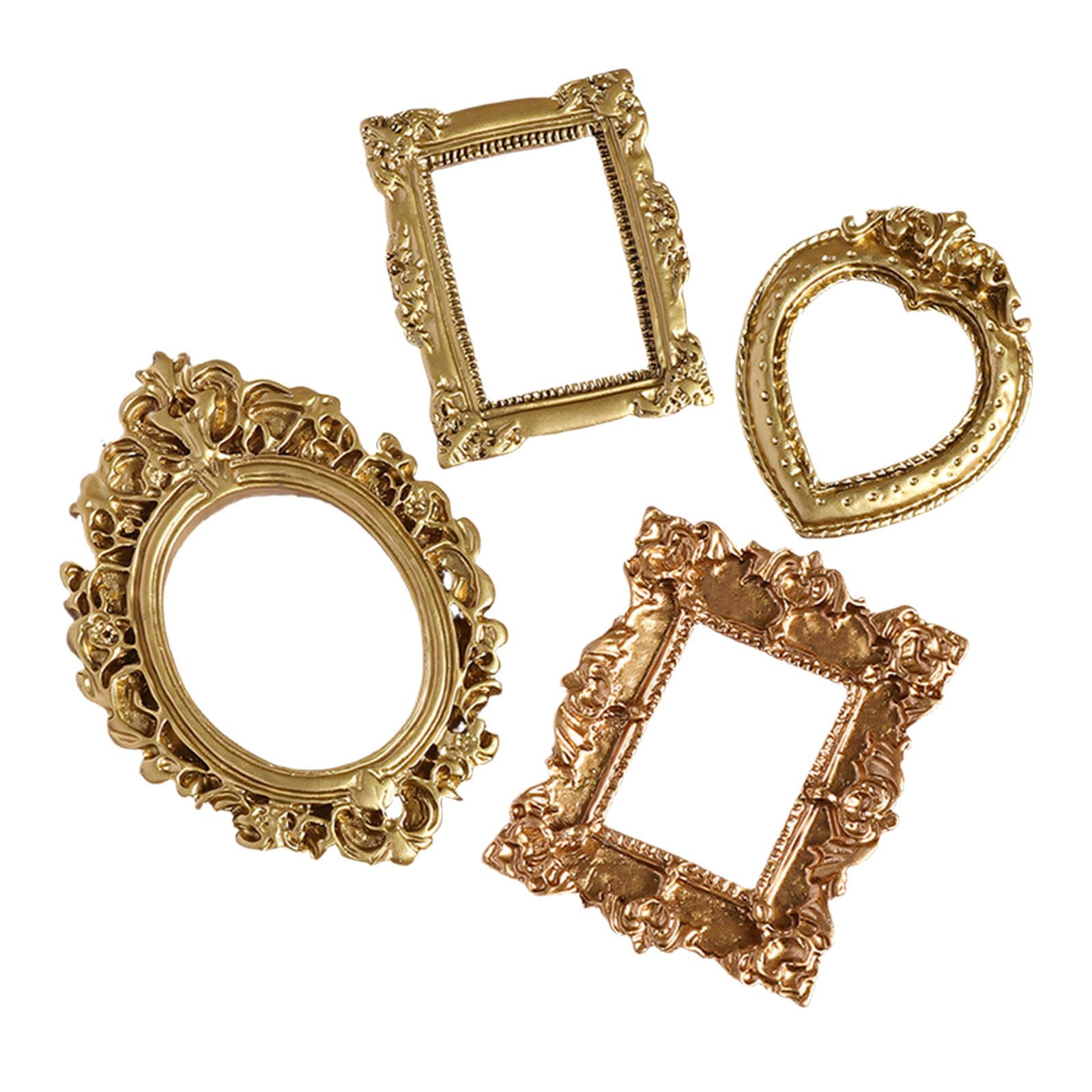 Wegiwuca Minis Picture Frame Victorian Resin Antique Photo Frame Tiny Baroques Ornate Frames Diys Manicure Display Wall Decors Minis Retro Resin Picture