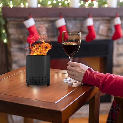 Miniatura 4 de Pozo de fuego de mesa, hoguera para exterior, hoguera portátil de hierro sin humo con soporte, hoguera de leña al aire libre para campamento, patio,