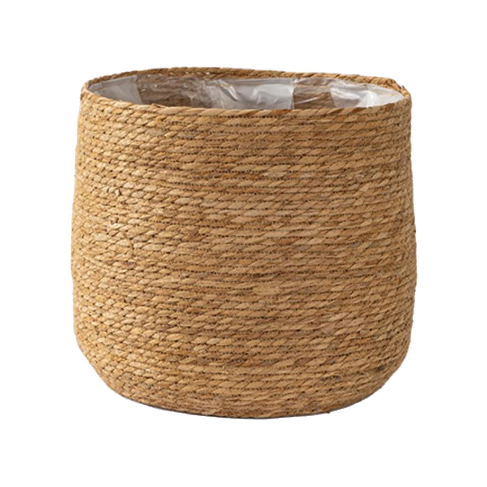 Milageto Cesta Tejida para macetas, Maceta rústica de Gran Capacidad, Organizador práctico, Cesta de Flores, contenedor para Dormitorio, Interior y Exterior