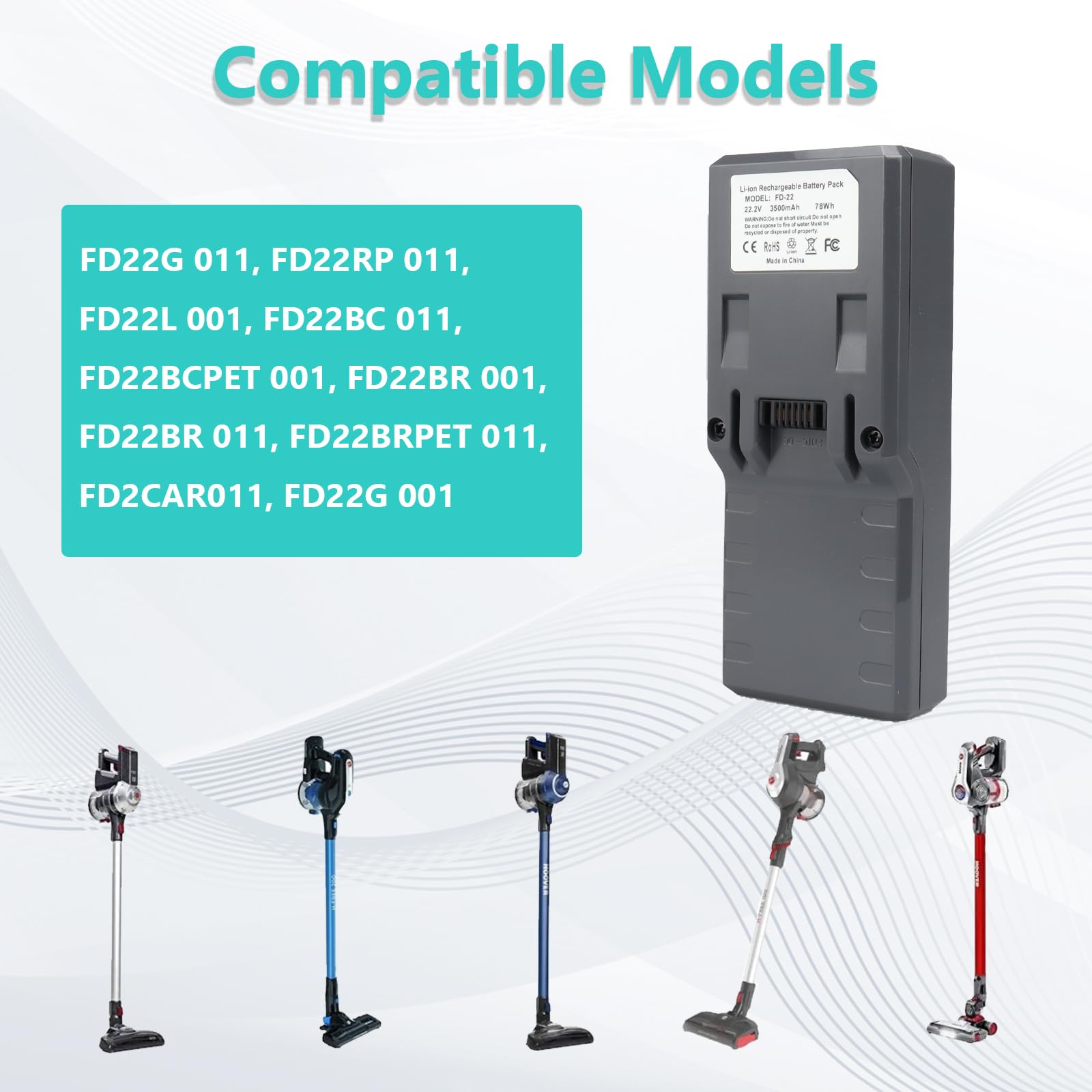 Batteria sostitutiva MXJFYY 22,2 V 3500 mAh per aspirapolvere Hoover Freedom serie FD22 FD22G 011, FD22RP 011, FD22L 001, FD22BC 011, FD22BR 001, modello 35601729