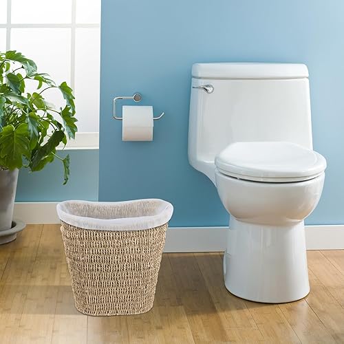 Miniatura 5 de Micsci Cesta de basura de mimbre, cesta de mimbre con asas integradas, cubo de basura tejido a mano, cubo de basura de mimbre para dormitorio, baño,