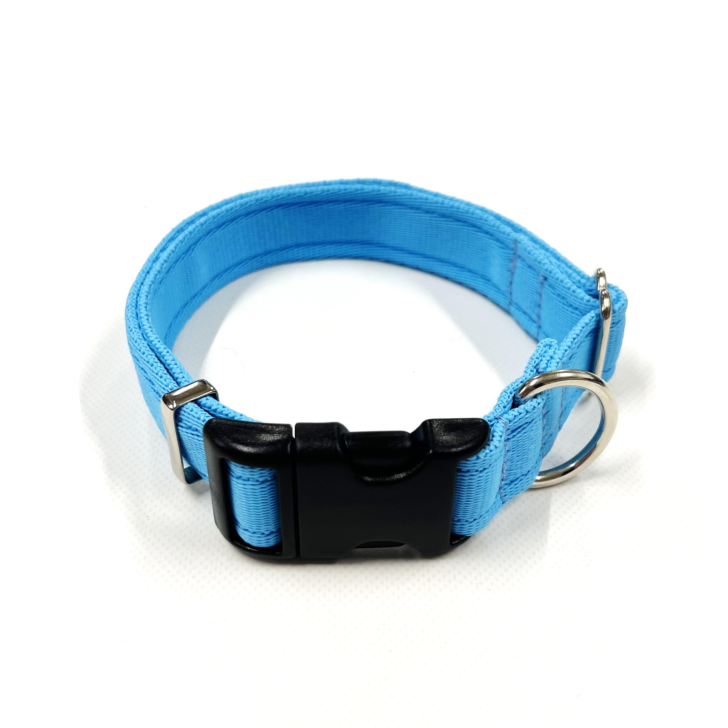 Adjustable Dog Collar Soft And Comfortable 25mm Cushion Webbing Training Walking All Dog Breeds (Sky Blue, Medium (14" - 20")) โ image 1