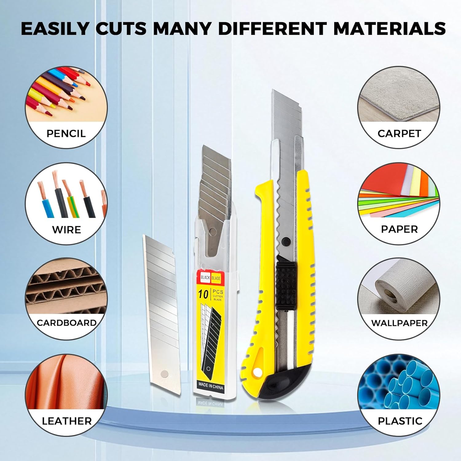 25mm Utility Knife Blades, SK5 Steel Snap Off Blades with 13 Segments, Replacement Box Cutter Blades for Heavy Duty Cutting, Compatible with Standard Utility Knives
