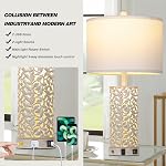 Cinkeda Vintage Lamp for Living Room Set of 2,Morden Farmhouse Table Lamps with 2 USB Ports & AC Outlet,Touch Control Bedside Nightstand Lamp with Nightlight for Bedroom End Table Entryway,White
