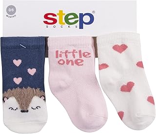 STEP Baby,Clothing,Baby Girls 0-24m,Socks & Tights,Socks Step 3 Pack Cotton Baby Socks