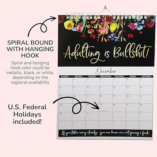 Miniatura 3 de Calendario de pared 2024 para mujeres cansadas con el culo y la mierda, divertido planificador de palabras calendario mensual