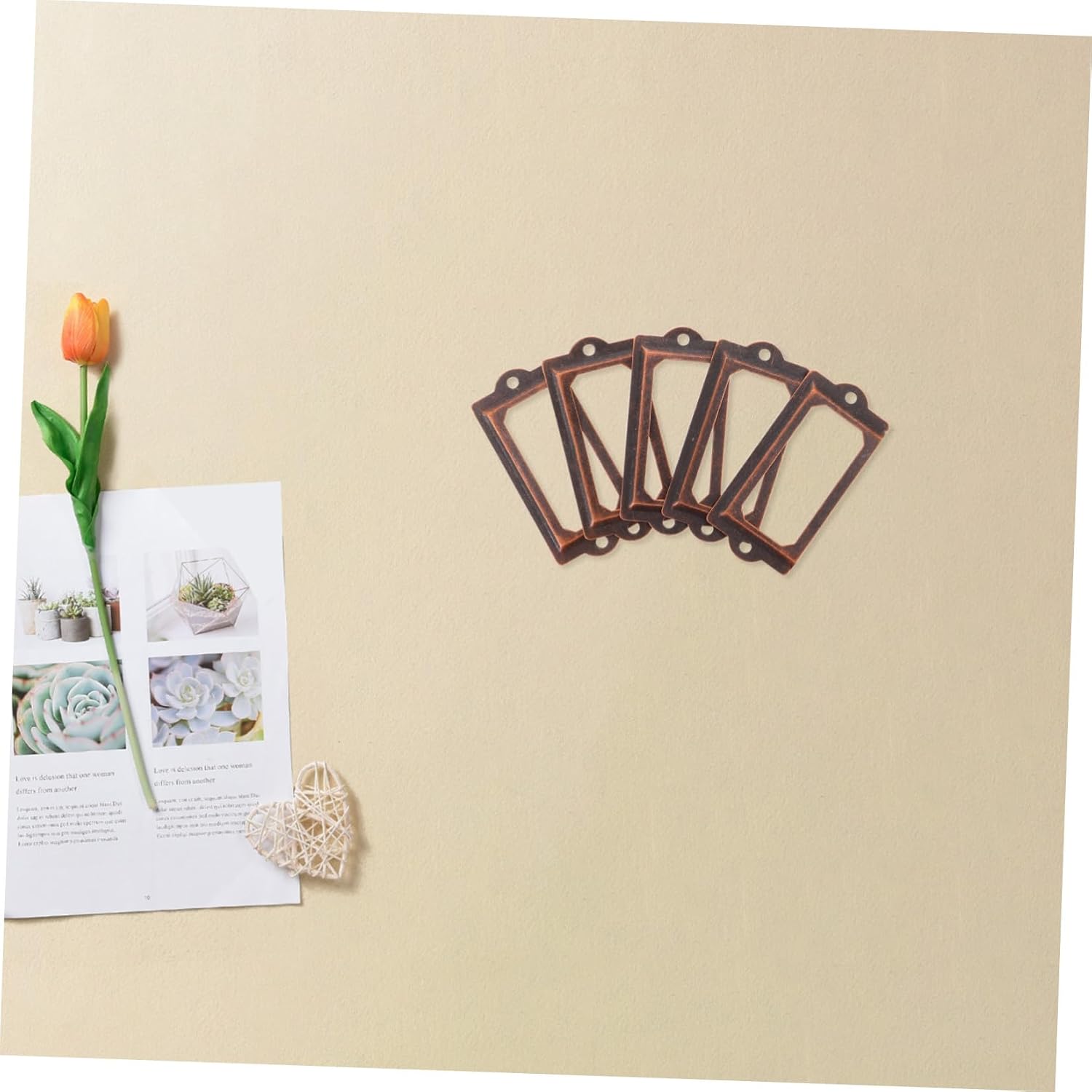 20pcs Antique Metal Drawer Label Frame with Handles, Vintage File Cabinet Tag Holder for Office and Home Storage Organization, 311 Red Bronze Finish Cabinet Accessories