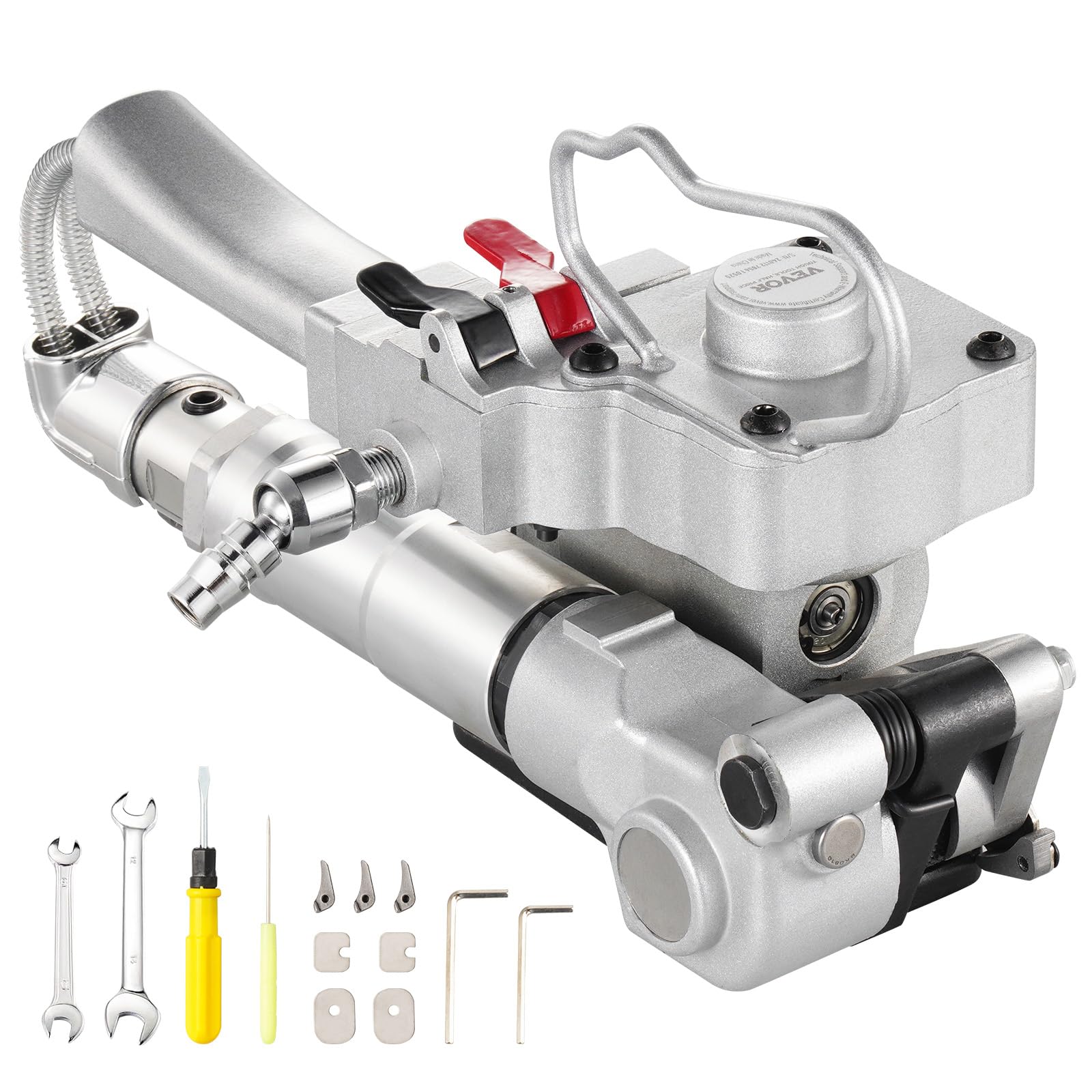 VEVOR Outil de cerclage pneumatique, pour bande en plastique PET de 19 mm à 25 mm de largeur, machine de cerclage d'emballage automatique, avec tension maximale de 4000 N, kit de cerclage portable