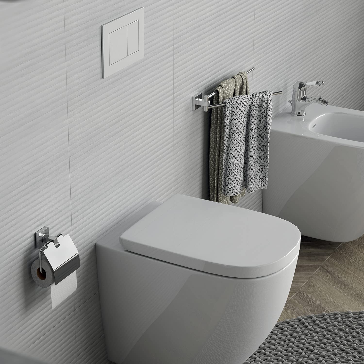 Gedy Olimpo Double Towel Rail, Stainless Steel, Chrome, 37.9 x 4.8 x 5.1 cm, 37,9x4,8x5,1 - Image 4
