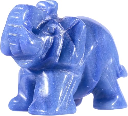SUNYIK Estatua de bolsillo de elefante de aventurina azul para cocina, guardián curativo, decoración de 1.5 pulgadas