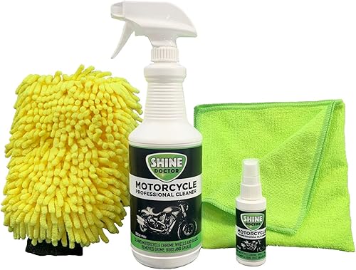 Kit de limpieza de motocicleta limpia cromo, cuero, vinilo y elimina la suciedad y la grasa.