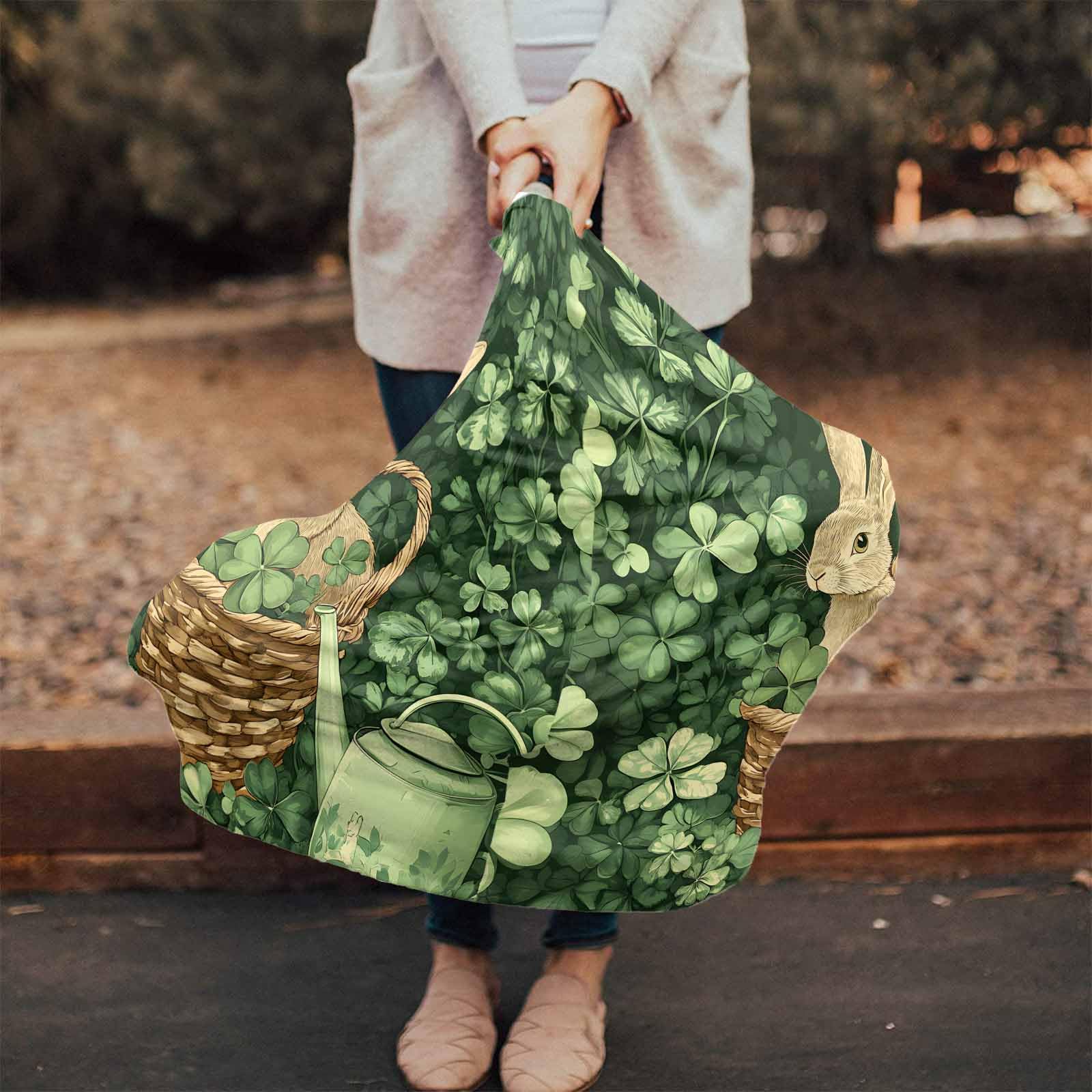 Nursing Cover for Breastfeeding Scarf, Rabbit Green Four-Leaf Shamrock St. Patrick's Day Baby Car Covers Super Soft Multi Use for Canopy Shopping Cart Cover Blanket Stroller Cover