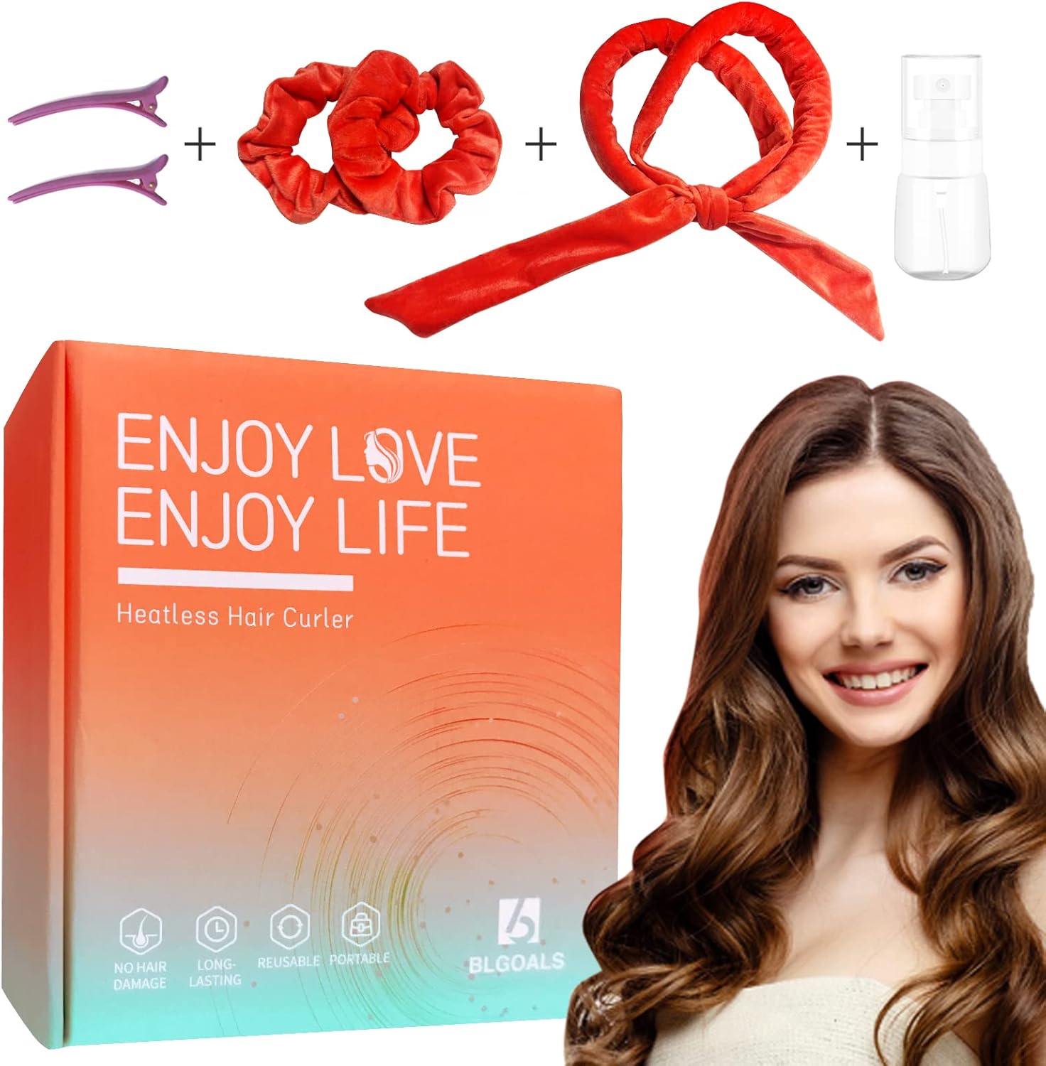 Heatless Hair Curler Set, 61" Extra Long Hair Curlers Curling Rod