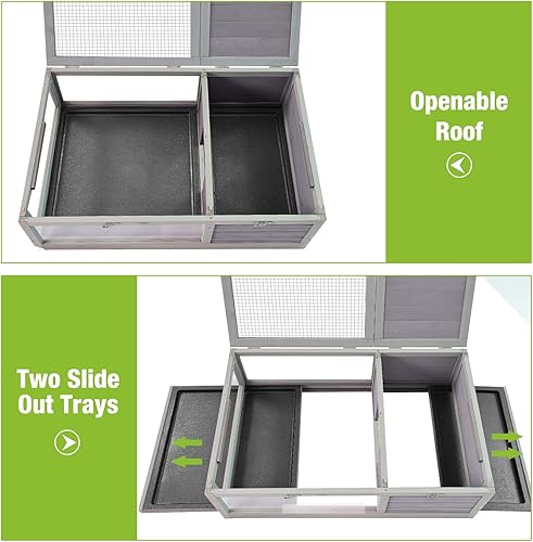 Miniatura 5 de Tortoise Habitat Interior Tortuga Recinto grande de madera Tortuga Casa al aire libre Pequeños Animales Jaula de reptiles, dos bandejas, soporte de