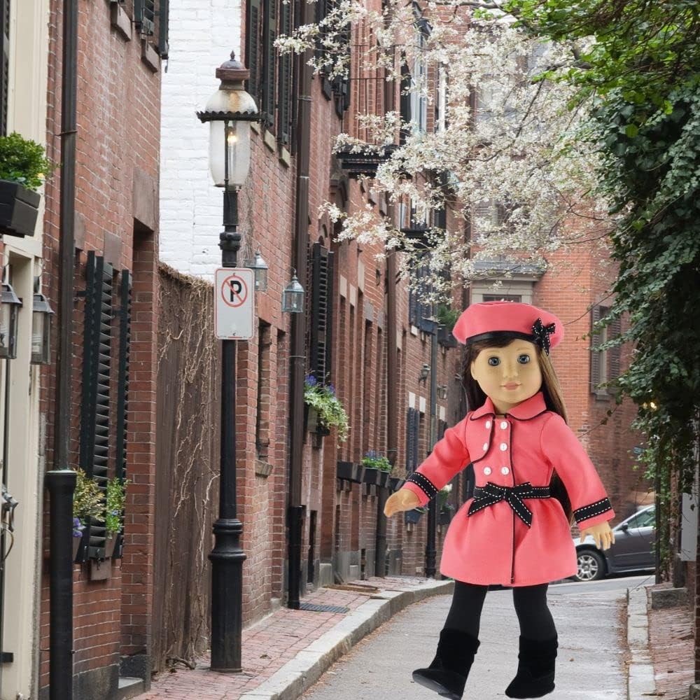 Emily Rose 18-inch Doll Clothes Pink 4-PC Outdoor Traveling Coat Outfit, Includes Black Leggings, Matching Hat and Black Boots | 18" Doll Clothing & Accessories Gift Set | USA Business
