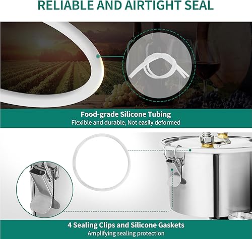 Miniatura 5 de YITAHOME Alcohol Still - Destilador de alcohol de acero inoxidable con alcoholómetro, soporte de fermentación y termómetro integrado, kit de