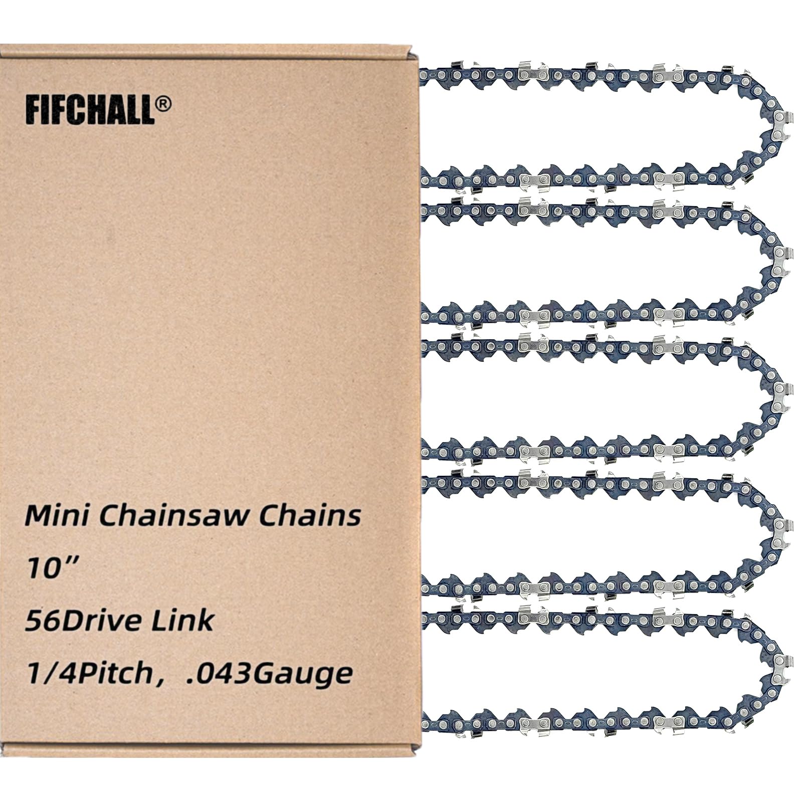 5 Pack 10 Inch Pole Saw Chain Fit Stihl 1/4" Pitch .043" Gauge 56 Drive Links 10” Chainsaw Chain Fit for Stihl Pole Saw 71PMM3 56, MSA 120 C-B and More (5 Chains)
