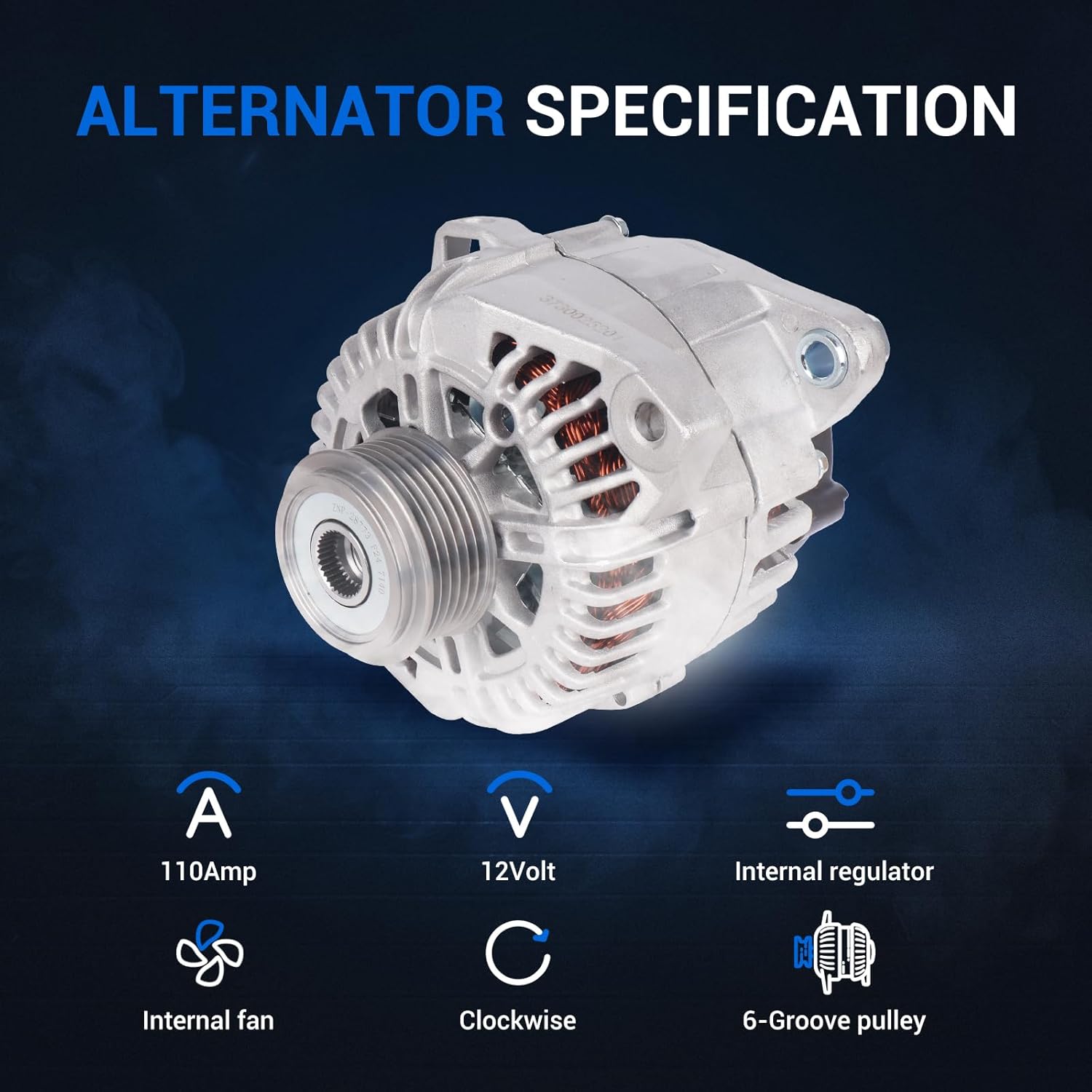 Autoround 3730025201 Alternator Fit for Hyundai Sonata 06-10, Kia Optima Magentis 06-10, Forte & Forte Koup 10-13, Forte5 12-13, Rondo 07-12, L4 2.0L 2.4L, 12V 110Amp CW 6-Groove Pulley