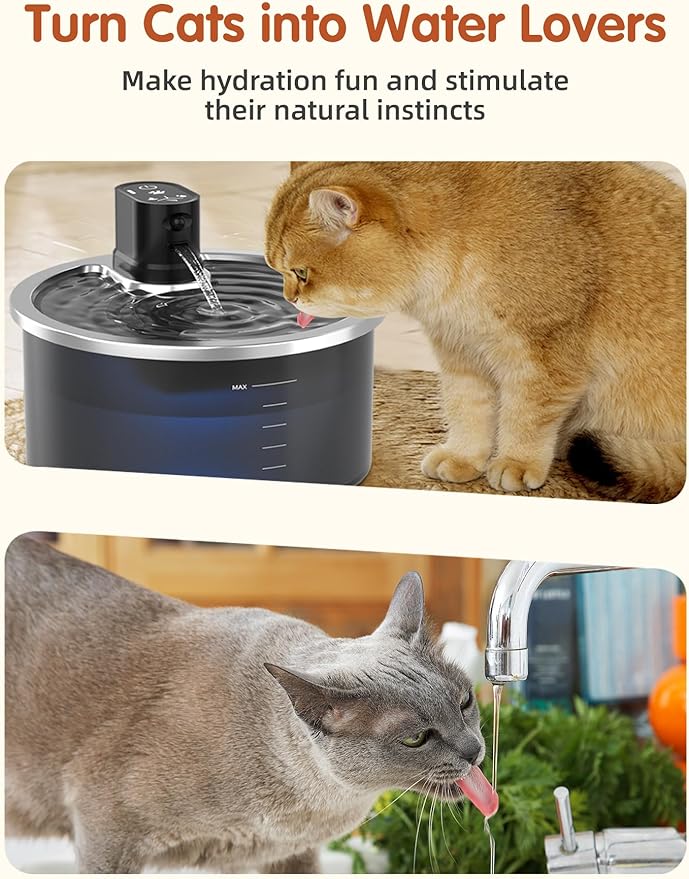 Fuente de Agua Inalámbrica para Gatos Acero Inoxidable 3.2L miniatura 6