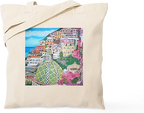 CafePress Positano, Italia Tote Bag Bolsa de lona natural, bolsa de compras reutilizable, Caqui