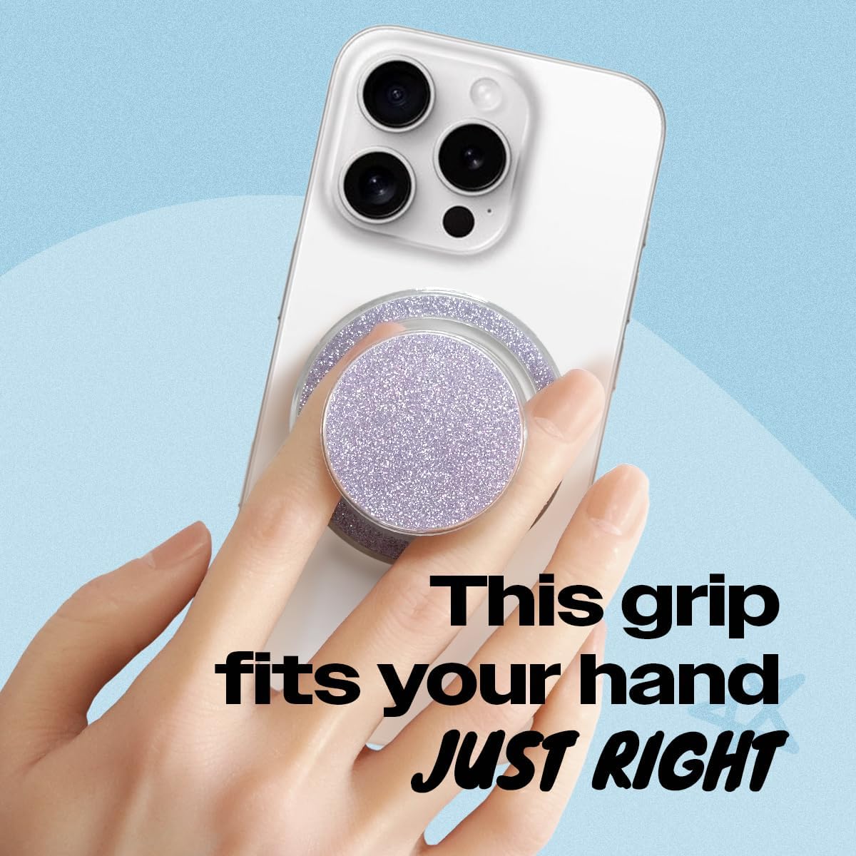 Bling Bling Glitter Phone Grip & Stand - Elegant Magsafe Compatible Phone Holder for Secure Grip and Hands-Free Viewing (Violet) - Image 2