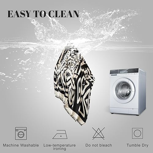 Miniatura 6 de HANDONTIME Funda de sofá bohemia para perros, funda negra para sofá de 3 plazas, funda de sofá de felpilla beige para sofá modular en forma de L,