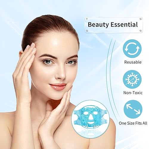 Miniatura 13 de Máscaras faciales frías para ojos, máscara facial de hielo, compresa fría y caliente para ojeras, hinchazón, migrañas, dolor de cabeza, estrés, #03