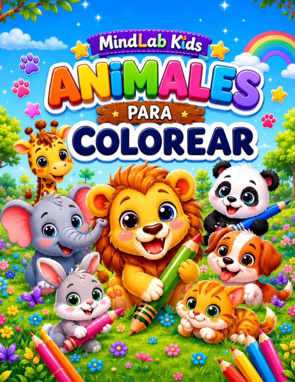 Animales Bebés para Colorear: Libro de Colorear para Niños Pequeños: Actividades Infantiles para Aprender los Nombres de los Animales y Practicar la Lectura