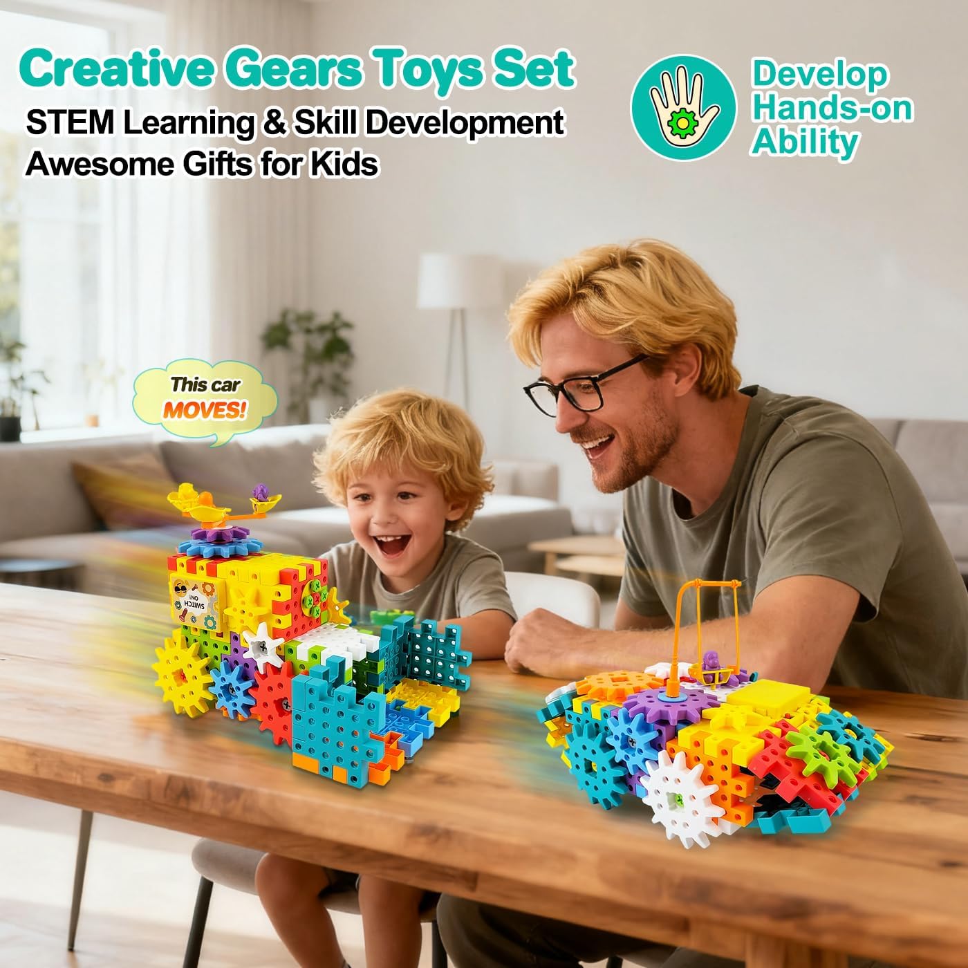 248PCS STEM Building Toys, Electric Gear Building Blocks Toys Set with Drill, Montessori Toddler Screw Toy, Kids Tool Set Construction Toy for Boys Girls Ages 4-8 - Image 3