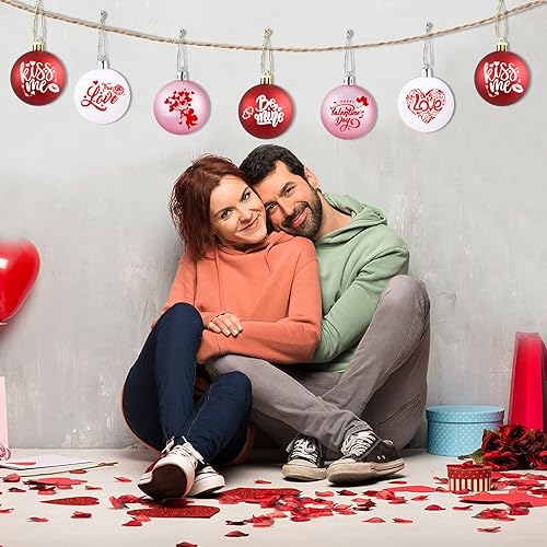 Miniatura 6 de 24 bolas colgantes para el día de San Valentín, decoración de bola impresa, decoración de árbol de San Valentín, decoración de pared para el hogar,