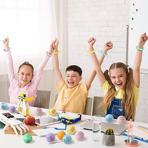 Miniatura 5 de 72 bolas motivacionales para el estrés, regalos de graduación, recuerdos de fiesta, incluye 36 mini bolas de espuma de 1.97 pulgadas y 36 pulseras