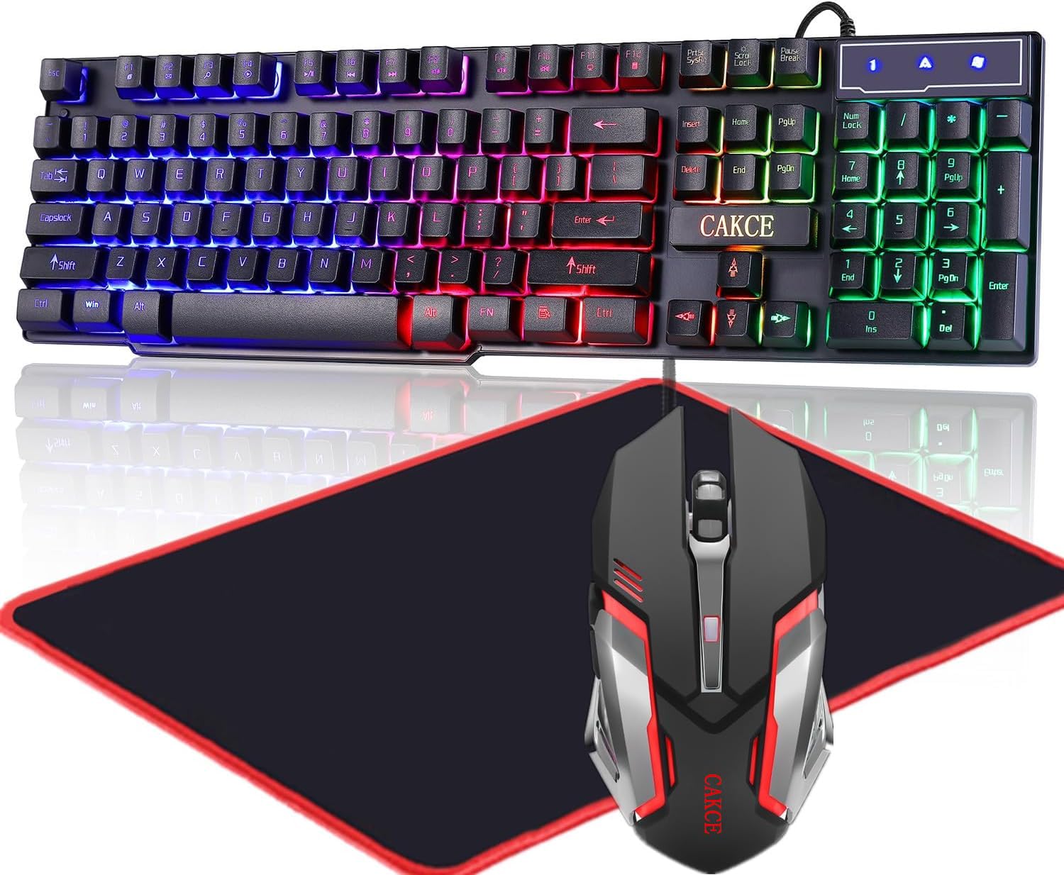 RGB Gaming Keyboard and Colorful Mouse Combo,USB Wired LED Backlight,Letter Glow,Mechanical Feeling for Laptop PC Computer Game and Work