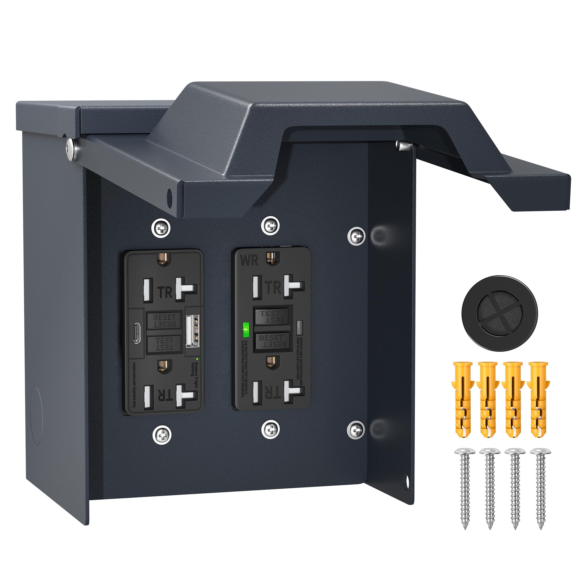 Joinfworld Outdoor Outlet Box GFCI Outlet 20 Amp