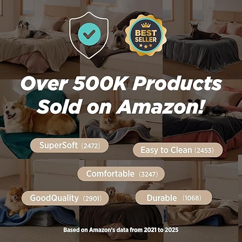 Miniatura 4 de Bedsure Manta impermeable para cama  Manta impermeable de forro polar Sherpa para perros grandes, mantas para mascotas para camasofá, protector de