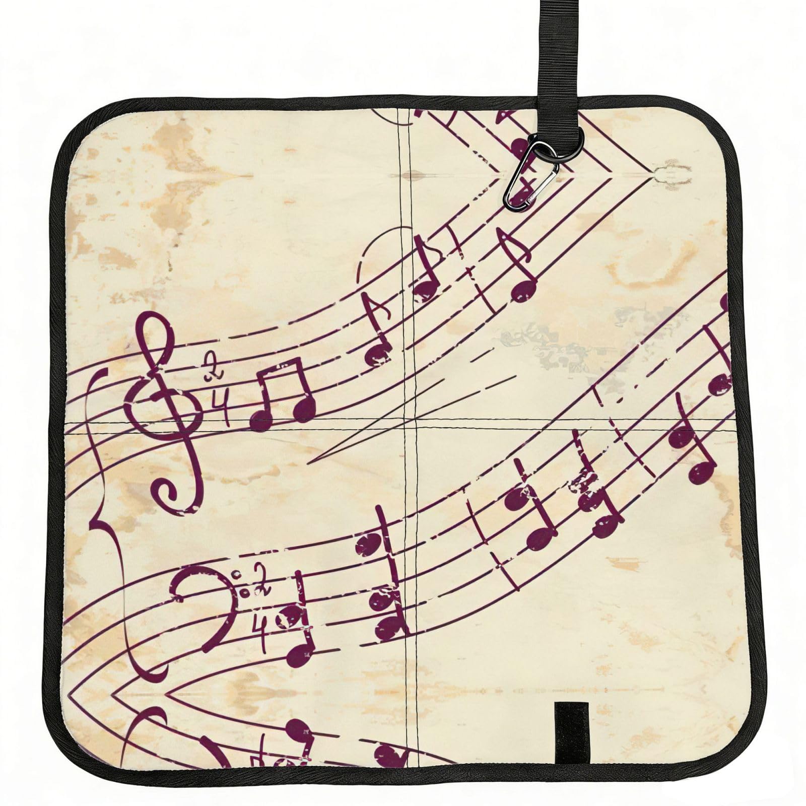 SDEGTHO Musical Note Floral Print Padded Seat Pad Folding Cushion Waterproof Bench Mat Portable Outdoor Rest Mat 15.8"