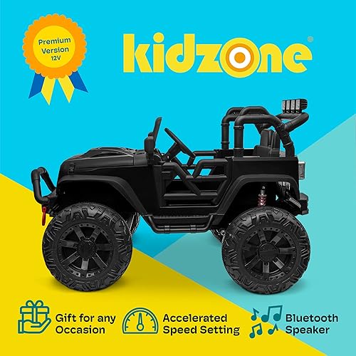 Miniatura 2 de Kidzone Vehículo eléctrico grande de 2 plazas para niños de 12 V, con control remoto para padres, puertas dobles, cinturón de seguridad, luces LED,