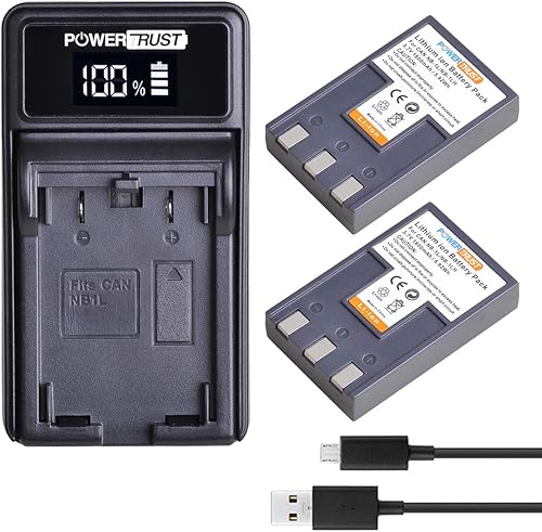 Paquete de 2 baterías NB-1LH NB-1L + cargador USB LED para Canon IXY Digital 200 200a 300 300a 320 400 430 450 500 S200 S230 S330 PowerShot S200