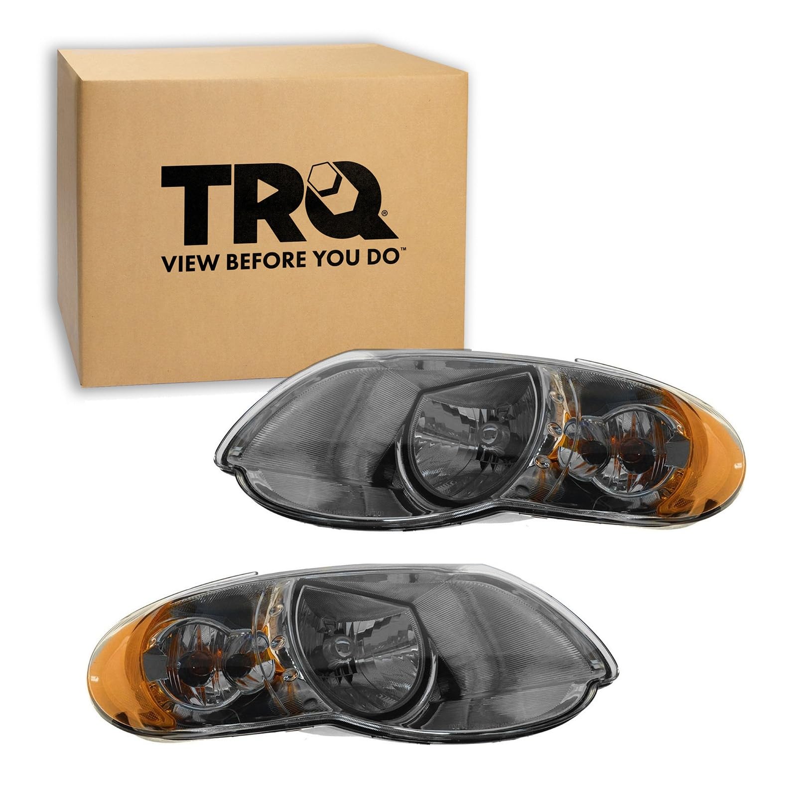 TRQ Headlight Assembly Set CH2502152 CH2503152 Compatible with 2005-2007 Chrysler Town &amp; Country