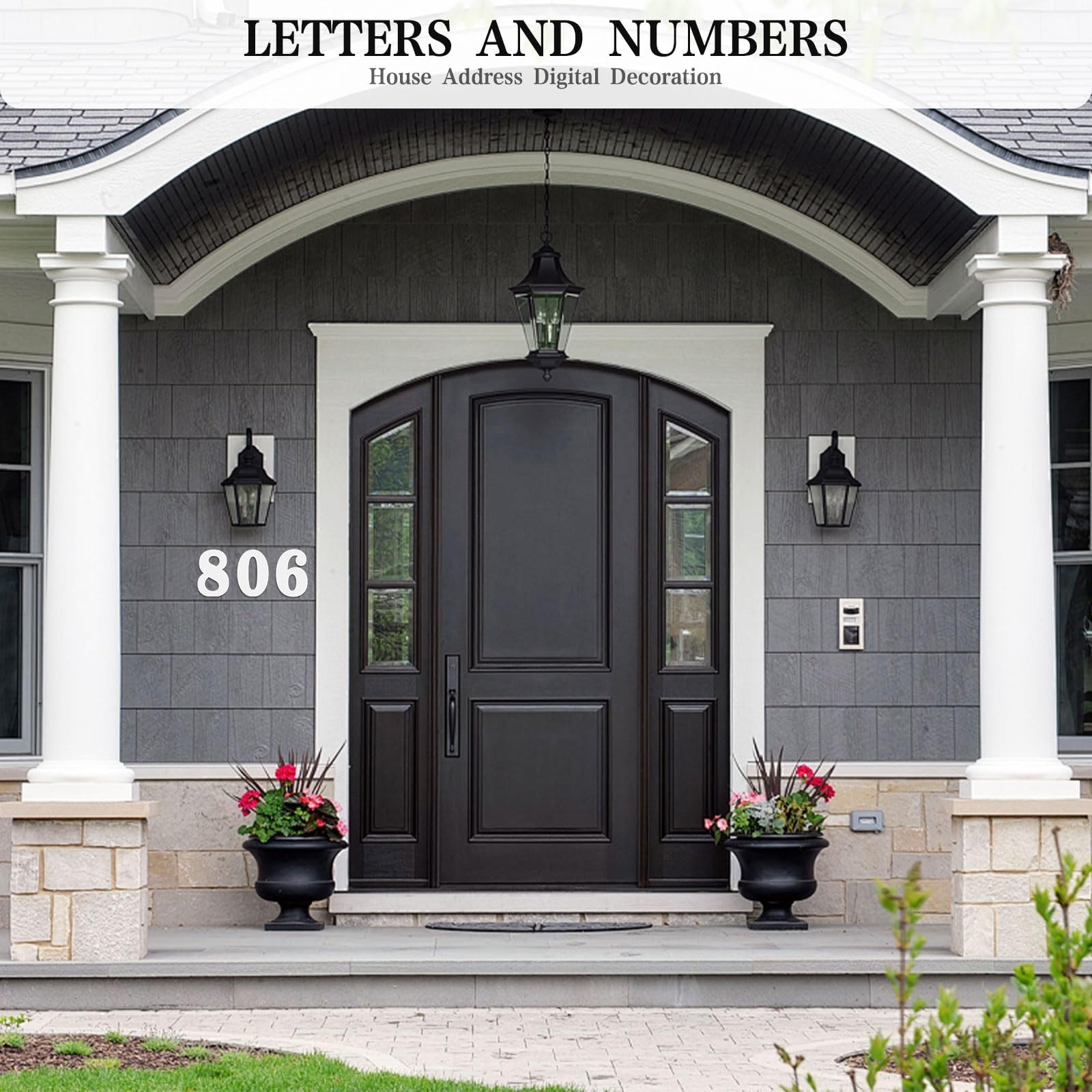 Numeri civici e lettere in metallo bianco, 50,8 cm, decorazione per porta del giardino, con kit per chiodi, numeri civici moderni, applicabili a appartamenti, case, strade, cartelli esterni (9)