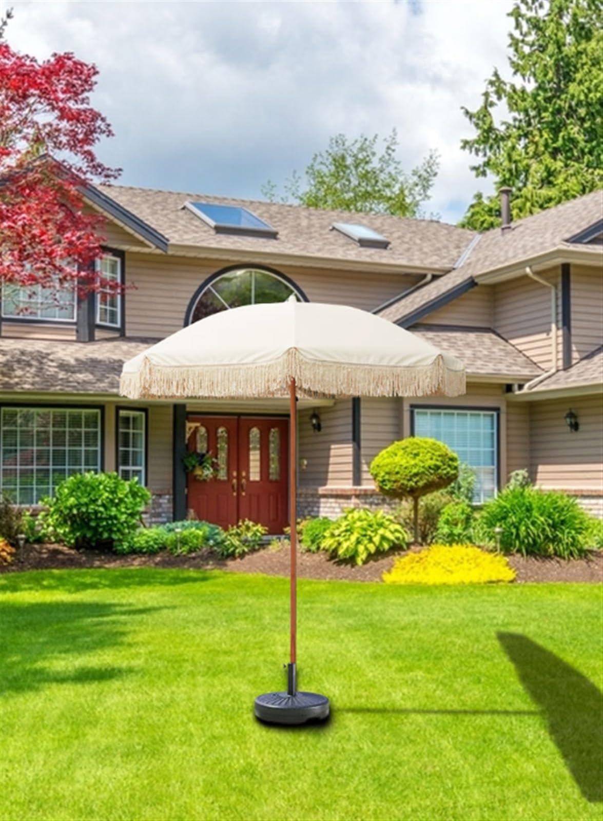 Parasol Tarasowy Hut Patio Parasol Z Frędzlami Boho Na Ogród Basen Podwórko Bez Podstawy Zewnątrz